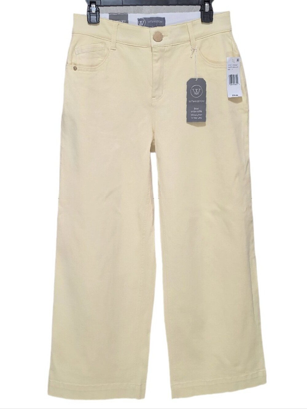 Wit & Wisdom Ankle Crop Wide Leg Twill Pants High Rise Ab Solution Lemon Lush 4